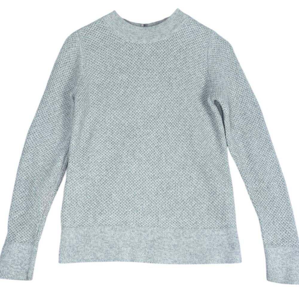 Loft Grey Waffle Knit Sweater Womens Small 100% Cotton Preppy Nautical Coastal